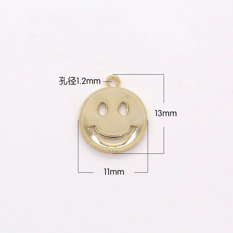 Tiny Golden Smiley Face Charm, Gold Plated Happy Joy Smiling Expression Face Charm Pendant | GP-299