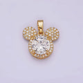 14K Gold Filled 17mm Clear Micro Paved CZ Mouse Character Animal Pendant | N1837