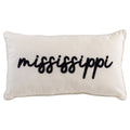 Mississippi Embroidered Pillow | Soft White/Navy - 12.5" x 22.5"