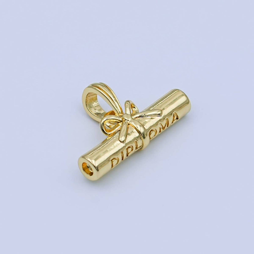 24K Gold Filled Graduate Diploma Engraved Charm | AA1485