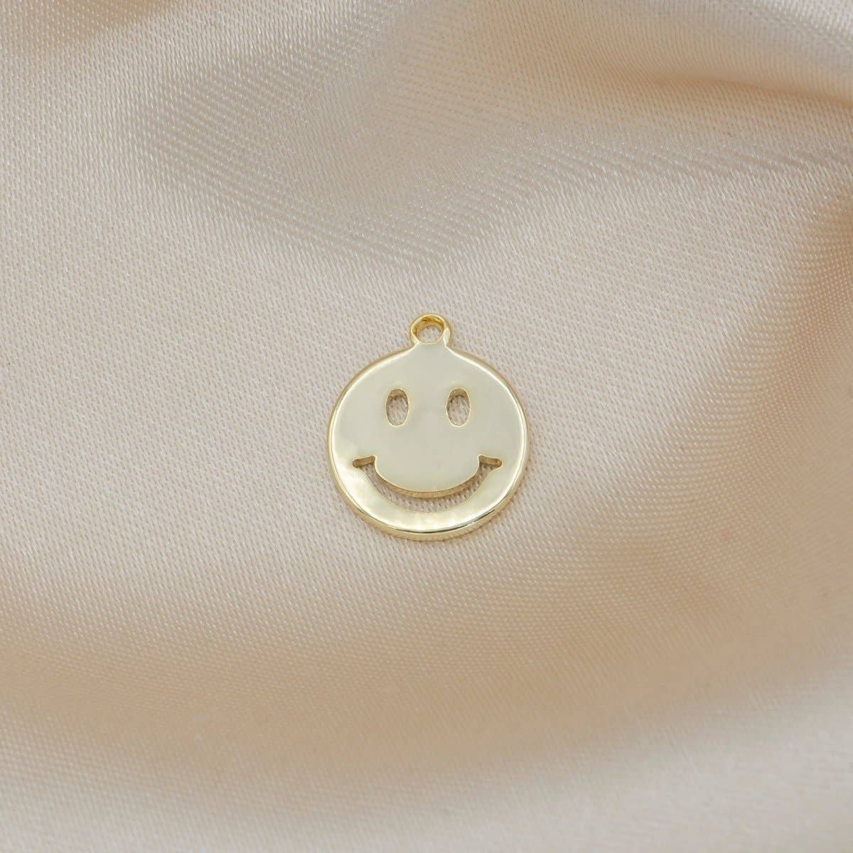 Tiny Golden Smiley Face Charm, Gold Plated Happy Joy Smiling Expression Face Charm Pendant | GP-299