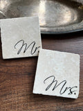 The Painted Lily - Mr & Mrs Stone Coasters | Wedding Gift Marble Tile Coasters