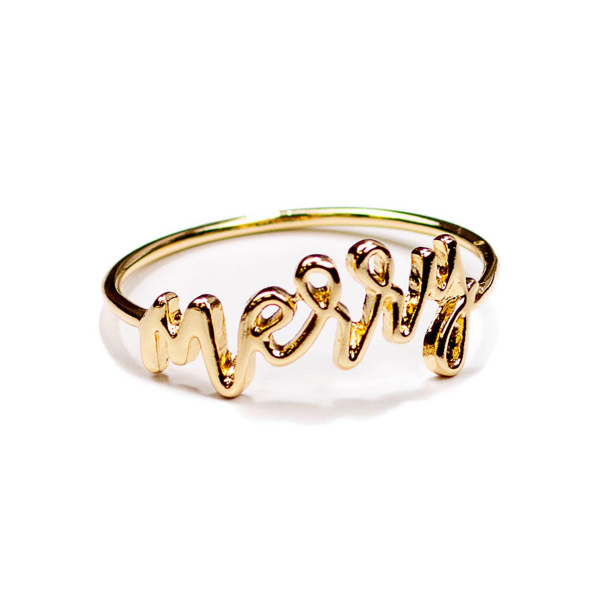 Merry Napkin Ring | Gold Holiday Napkin Ring - The Royal Standard