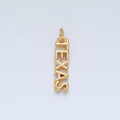 Gold 'TEXAS' pendant on a light gray background