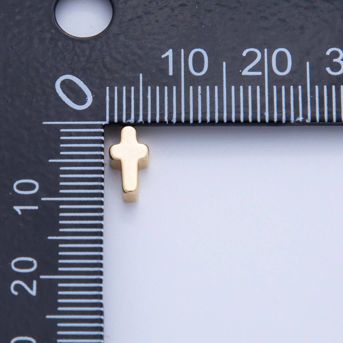 18K Gold Filled 8.5 Minimalist Religious Cross Bead Spacer Set (10 Pieces) | B749