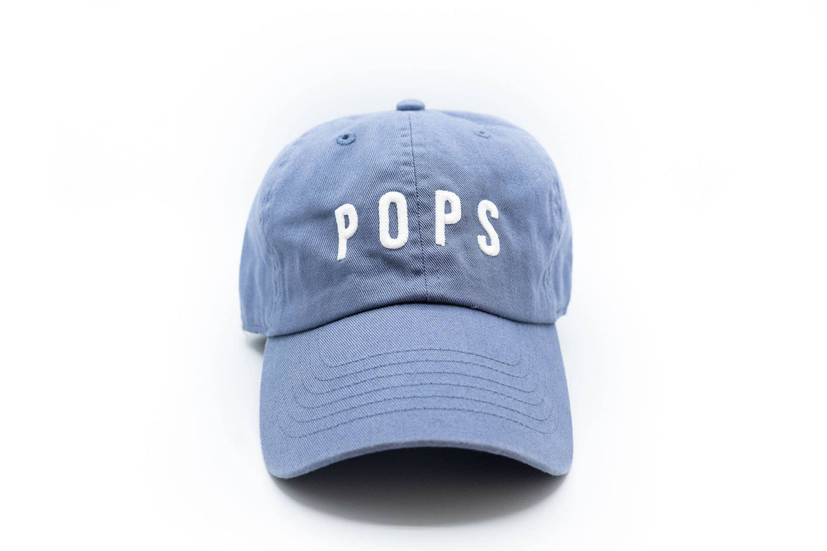 Blue cap with 'POPS' text on a white background
