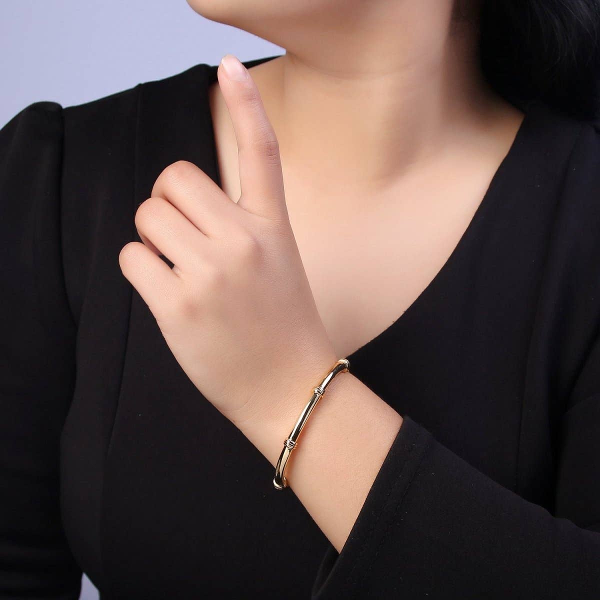 Aim Eternal - 24K Gold Filled Knot Bangle Bracelet, Minimalist Small Knots Stacking Cuff Bracelet | WA-661 Clearance Pricing