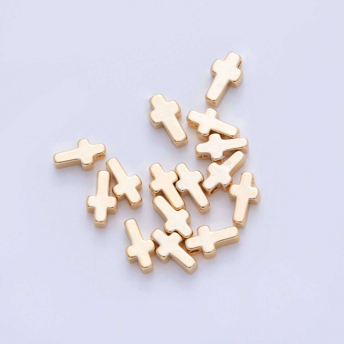 18K Gold Filled 8.5 Minimalist Religious Cross Bead Spacer Set (10 Pieces) | B749