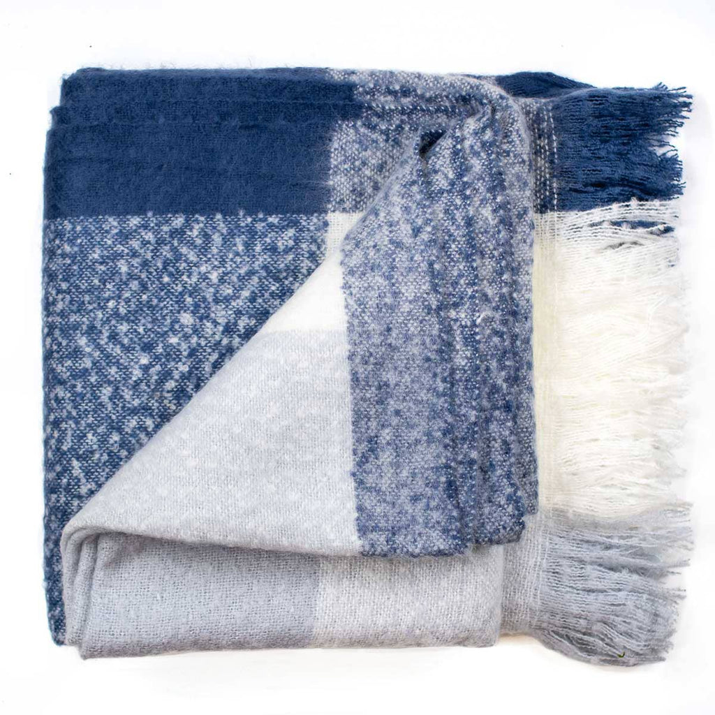 Crestland navy and white throw blanket, 50 x 60 inches