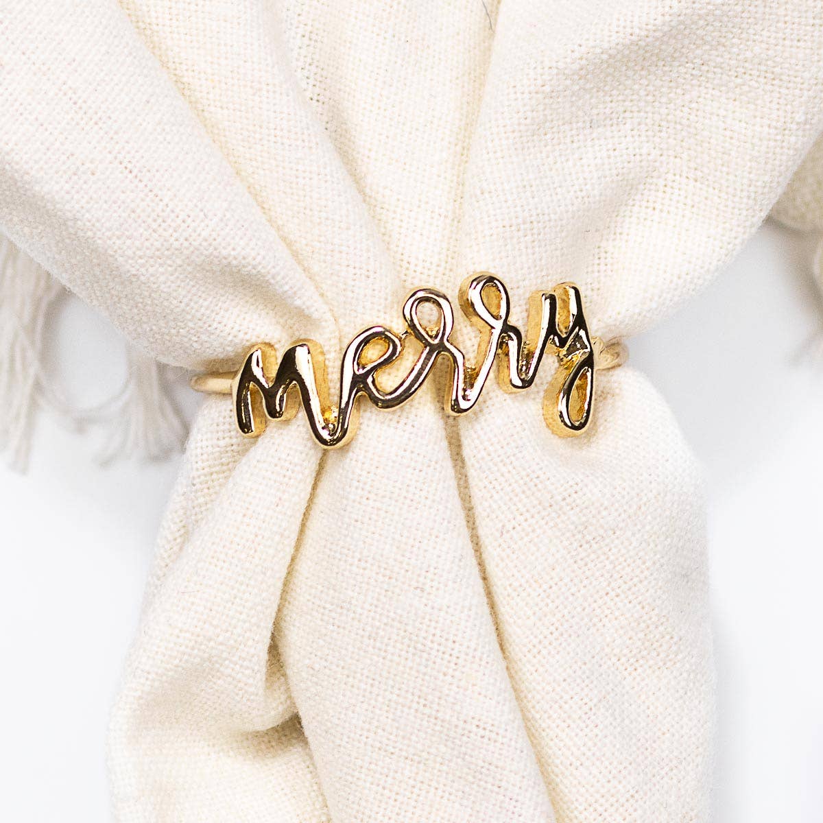Merry Napkin Ring | Gold Holiday Napkin Ring - The Royal Standard