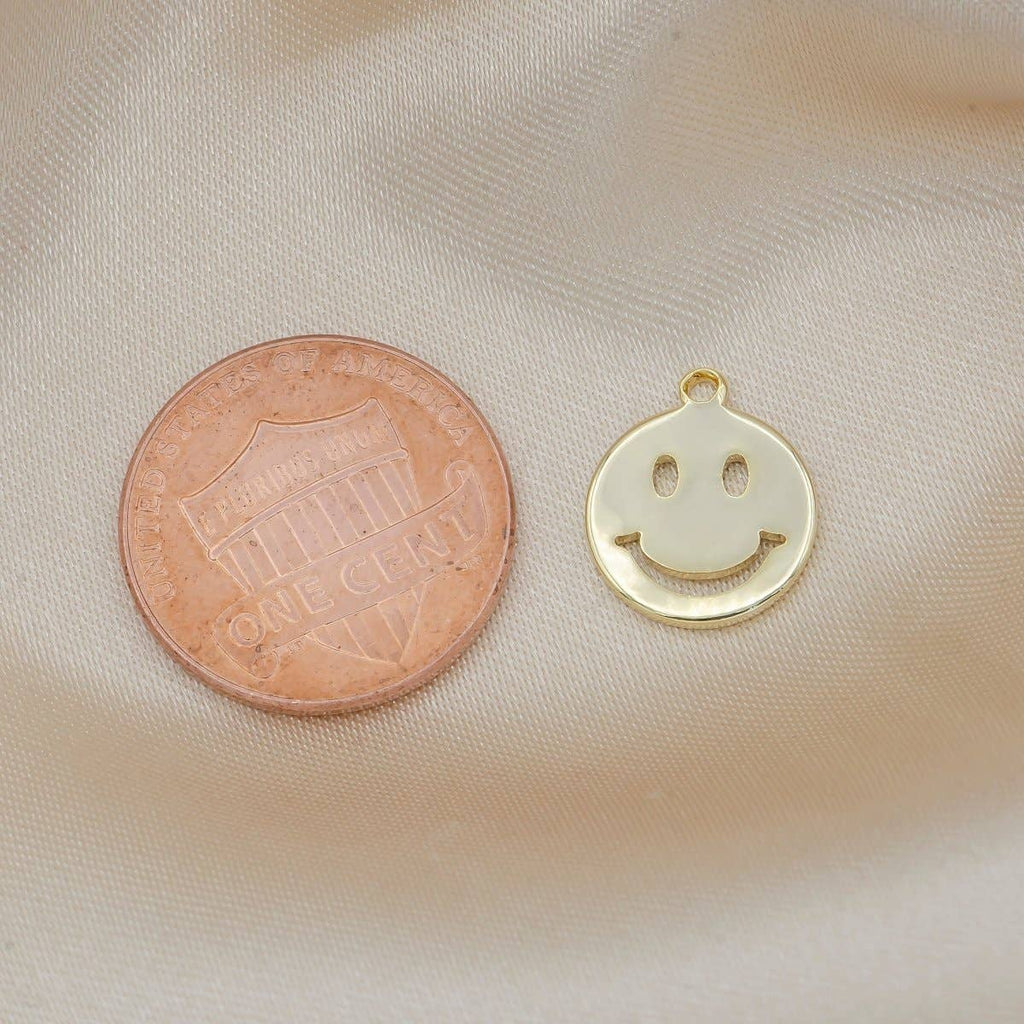Tiny Golden Smiley Face Charm, Gold Plated Happy Joy Smiling Expression Face Charm Pendant | GP-299