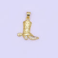 24K Gold Filled Micro Paved CZ Cowboy Boots Pendant | AH468